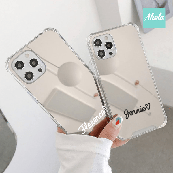 【Cute Heart】Protective Heart Print Mirror Phone Case 全包邊名字心心鏡面電話