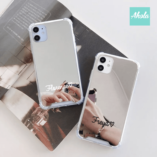 【Cute Heart】Protective Heart Print Mirror Phone Case 全包邊名字心心鏡面電話