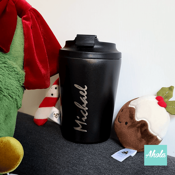 【Cheer】Engraved Stainless Steel Hot or Cold Coffee Cup + Christmas sock Gift Set 刻字不鏽鋼保冷/保温咖啡杯+聖誕襪套裝