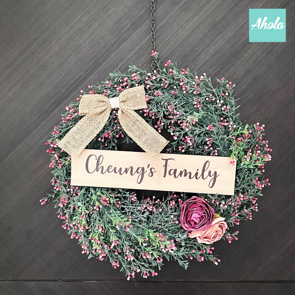 【Harold】Christmas Wreath with Wooden tag 聖誕花環木製刻牌   ❄️聖誕限定的客製木牌聖誕花環🌸 10/31截單，12月初寄出