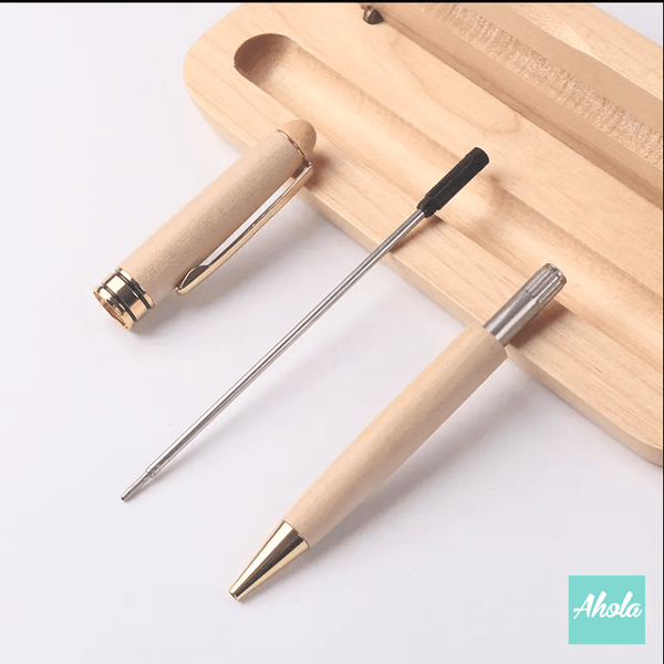 【Texas】Engraved Wooden Pen with case Gift Set 刻字木製原子筆+木盒禮品套裝