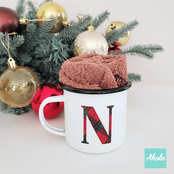 【Christmas Monogram】Name Enamel mug + Christmas sock Gift Set 搪瓷杯聖誕襪禮品套裝