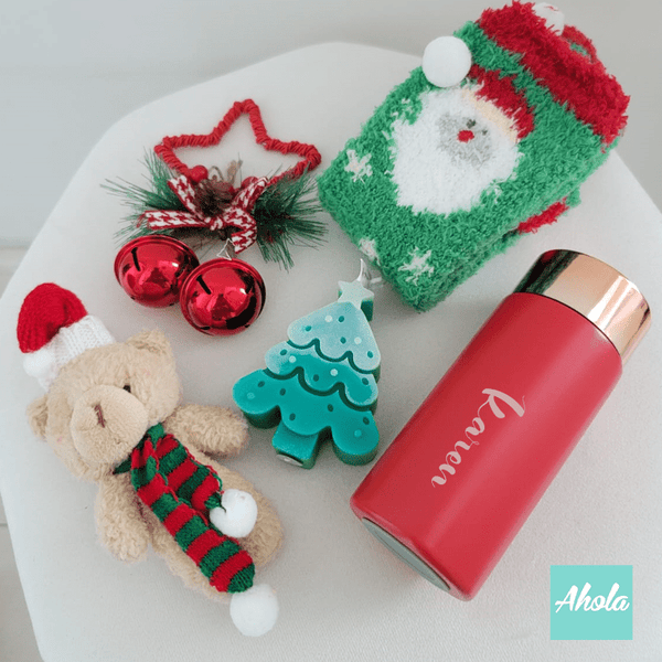 【Cozy Christmas】Engraved Stainless Steel Bottle + decoration Gift Set 刻名不鏽鋼樽+聖誕熊+香氛蠟燭+聖誕襪+裝飾禮盒套裝