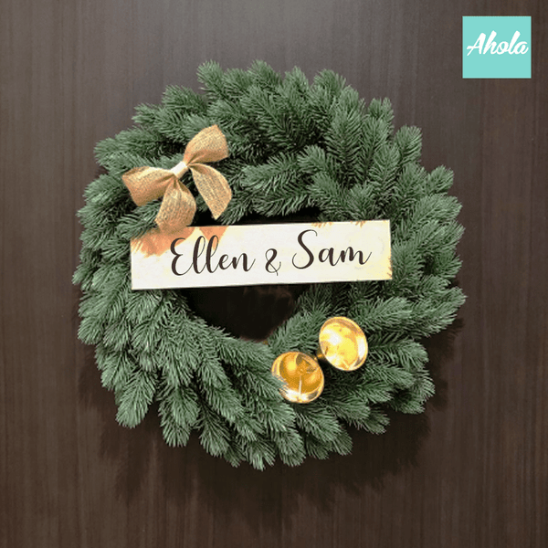 【Harold】Christmas Wreath with Wooden tag 聖誕花環木製刻牌   ❄️聖誕限定的客製木牌聖誕花環🌸 10/31截單，12月初寄出