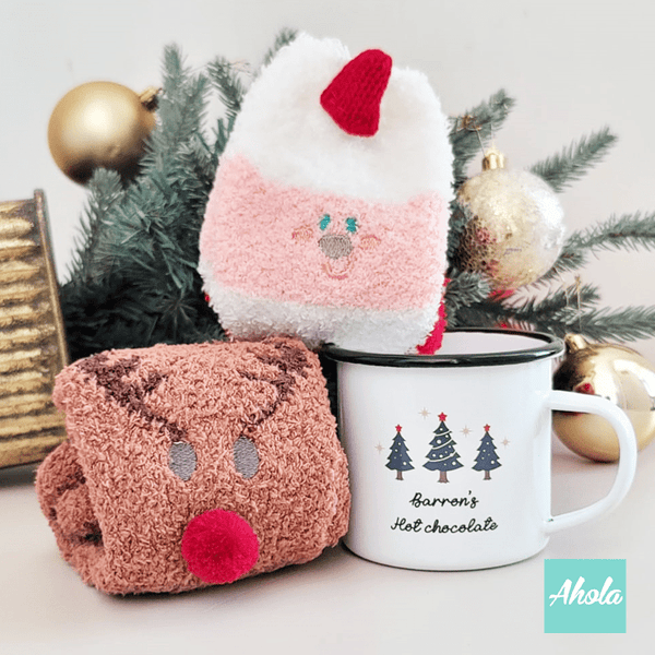 【Christmas Tree】Name Enamel mug + Christmas sock Gift Set 搪瓷杯聖誕襪禮品套裝