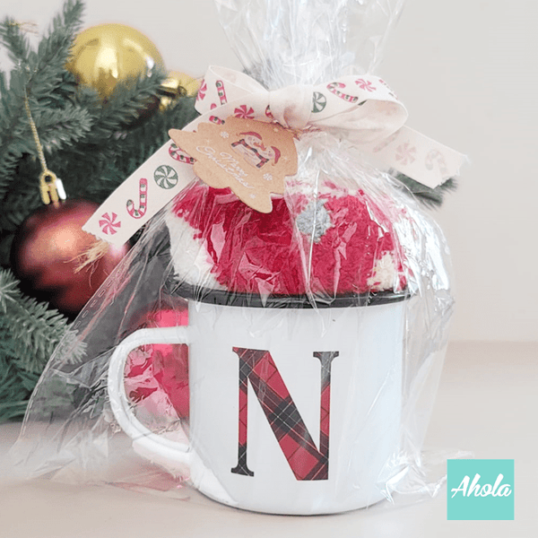 【Christmas Monogram】Name Enamel mug + Christmas sock Gift Set 搪瓷杯聖誕襪禮品套裝