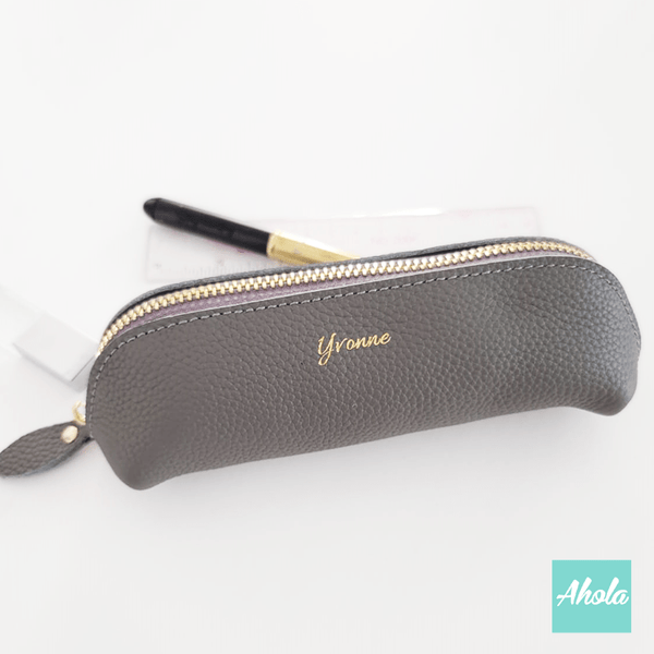 【Martha】Laser Engraved Name Genuine Leather Pouch 真皮刻字萬用袋