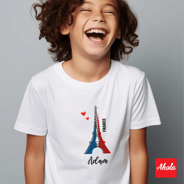 【Eiffel Tower】Custom Name Short Sleeve Tee 客製純綿T恤