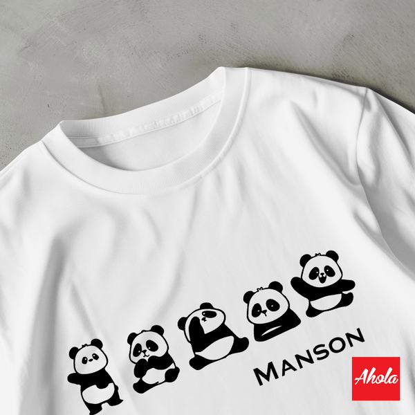 【Cute Panda】Custom Name Short Sleeve Tee 客製純綿T恤