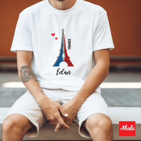 【Eiffel Tower】Custom Name Short Sleeve Tee 客製純綿T恤