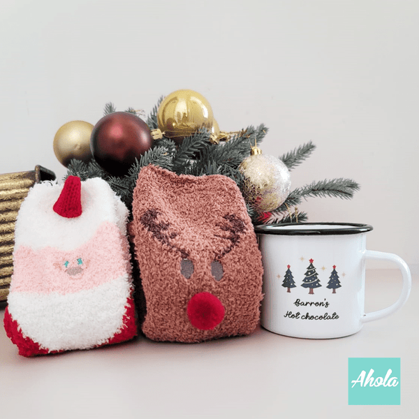 【Christmas Tree】Name Enamel mug + Christmas sock Gift Set 搪瓷杯聖誕襪禮品套裝