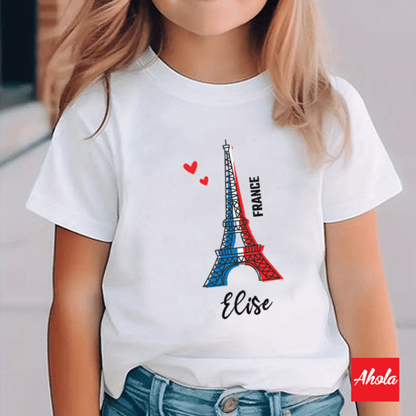 【Eiffel Tower】Custom Name Short Sleeve Tee 客製純綿T恤