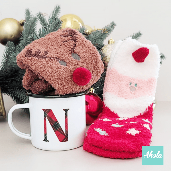 【Christmas Monogram】Name Enamel mug + Christmas sock Gift Set 搪瓷杯聖誕襪禮品套裝