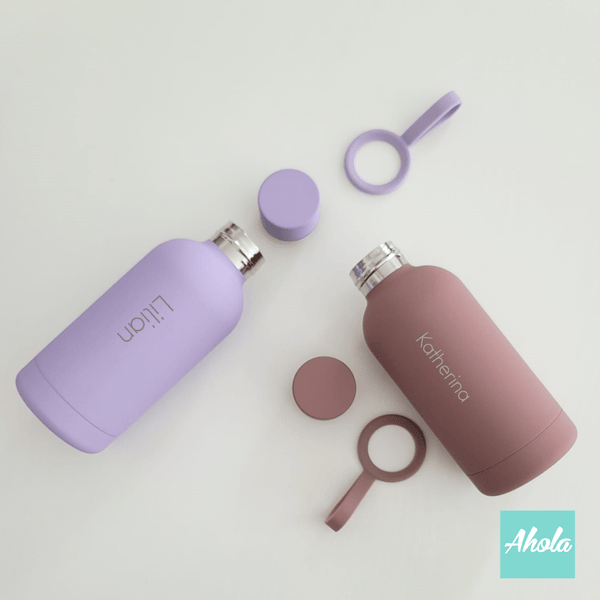 【Mivid】Engraved Name Stainless Steel Hot or Cold Matte Bottle with Loop Handle 刻名不鏽鋼保冷/保温連手環樽