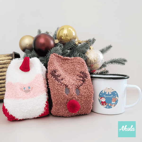 【Santa Deer】Name Enamel mug + Christmas sock Gift Set 搪瓷杯聖誕襪禮品套裝