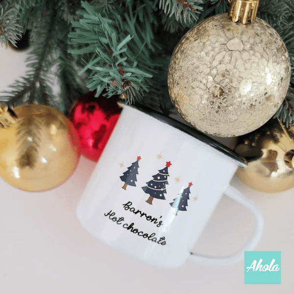 【Christmas Tree】Name Enamel mug + Christmas sock Gift Set 搪瓷杯聖誕襪禮品套裝