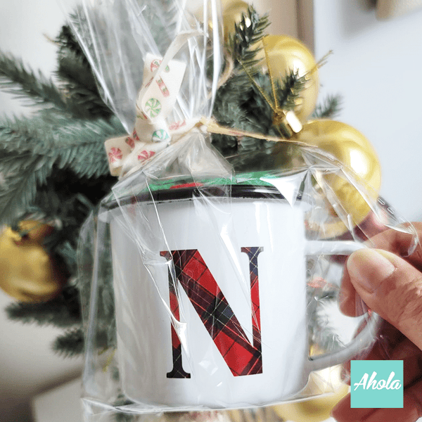 【Christmas Monogram】Name Enamel mug + Christmas sock Gift Set 搪瓷杯聖誕襪禮品套裝