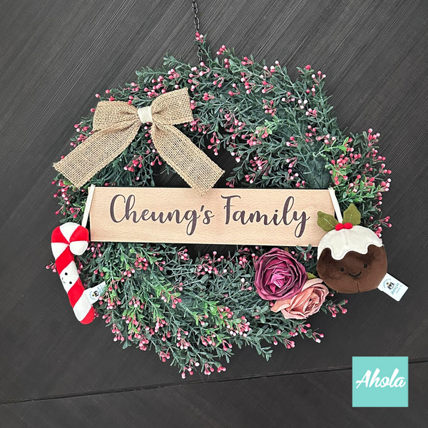 【Harold】Christmas Wreath with Wooden tag 聖誕花環木製刻牌   ❄️聖誕限定的客製木牌聖誕花環🌸 10/31截單，12月初寄出