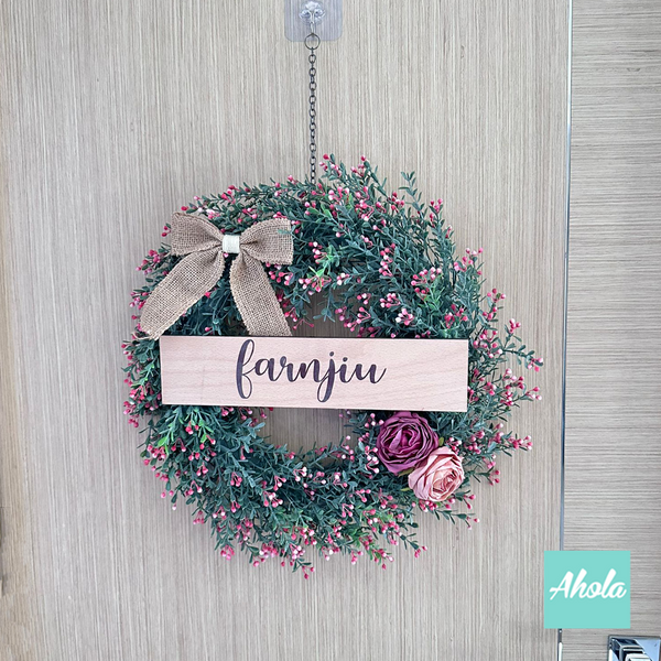 【Harold】Christmas Wreath with Wooden tag 聖誕花環木製刻牌   ❄️聖誕限定的客製木牌聖誕花環🌸 10/31截單，12月初寄出