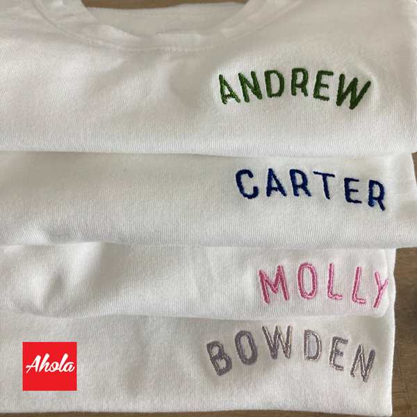 【Smile】Custom Name Embroidered Short Sleeve Tee 客製繡字T恤